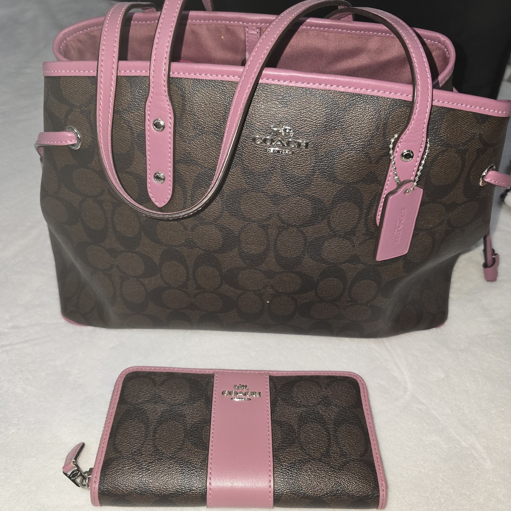 Coach Brown and Pink Signature Tote